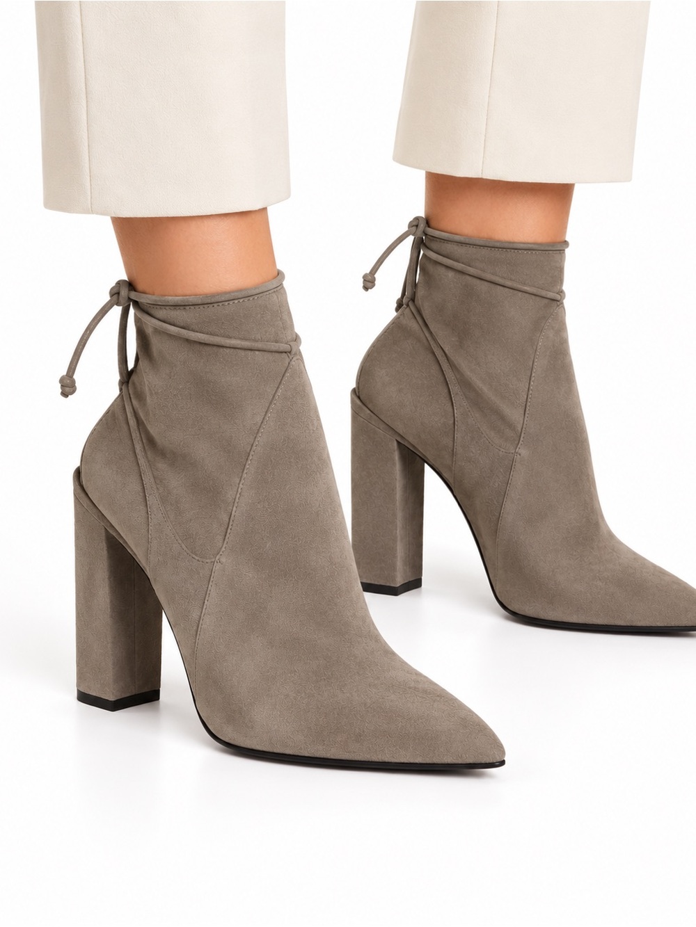 Stuart Weitzman Vintage Perfection Lace Up Beige Suede Ankle Boots Women Size 7M